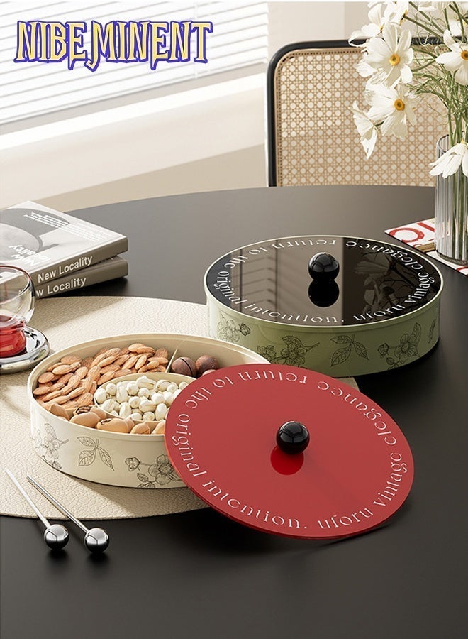 NIBEMINENT Vintage French Dry Fruit Serving Tray with Lid for Snacks, Large Snack Spinner, Snackle Box Container, Ideal for Organizing Candies And Nuts in Your Living Room Green/Black - Image 5